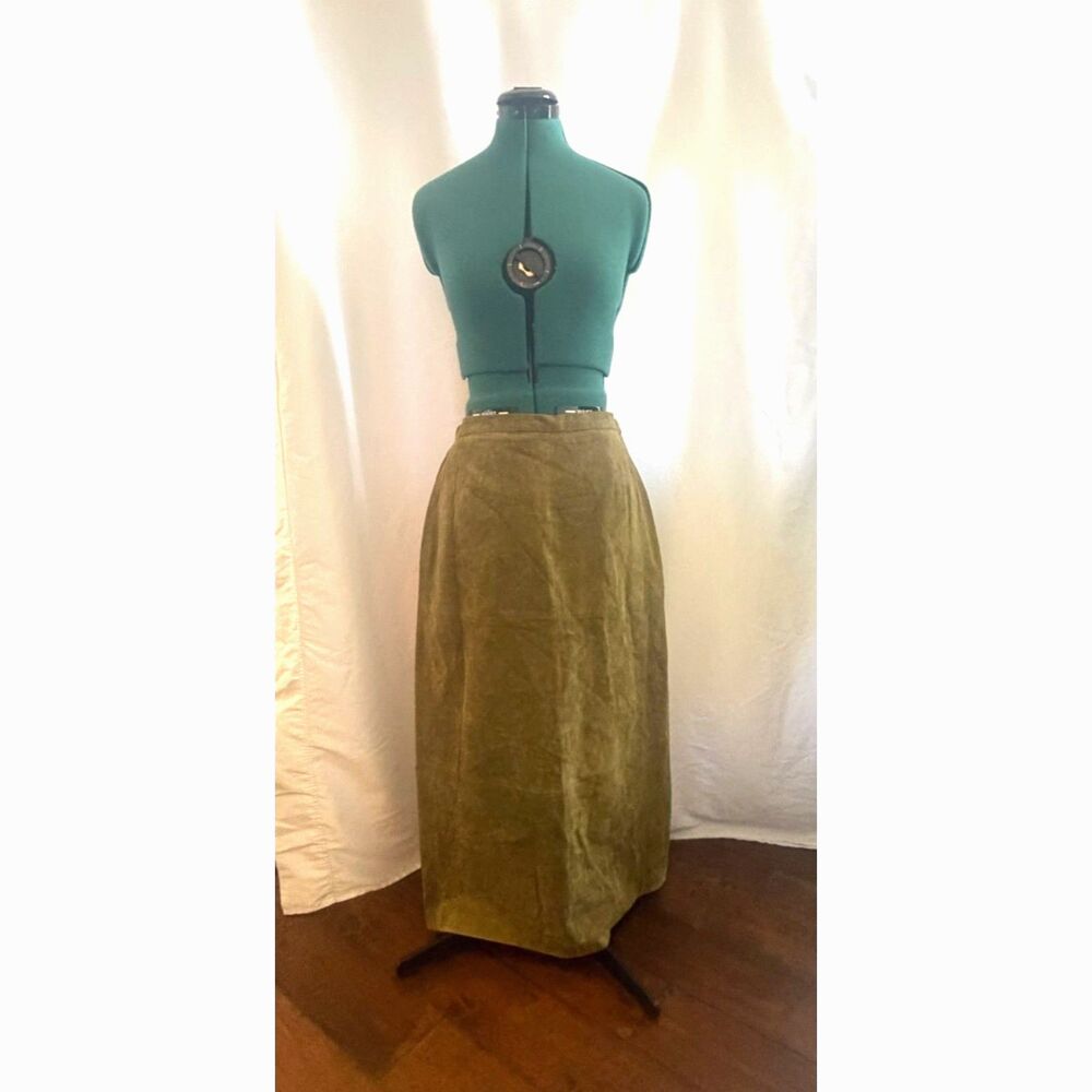 Vintage Terry Lewis Classic Luxuries genuine suede leather maxi skirt. Size 16